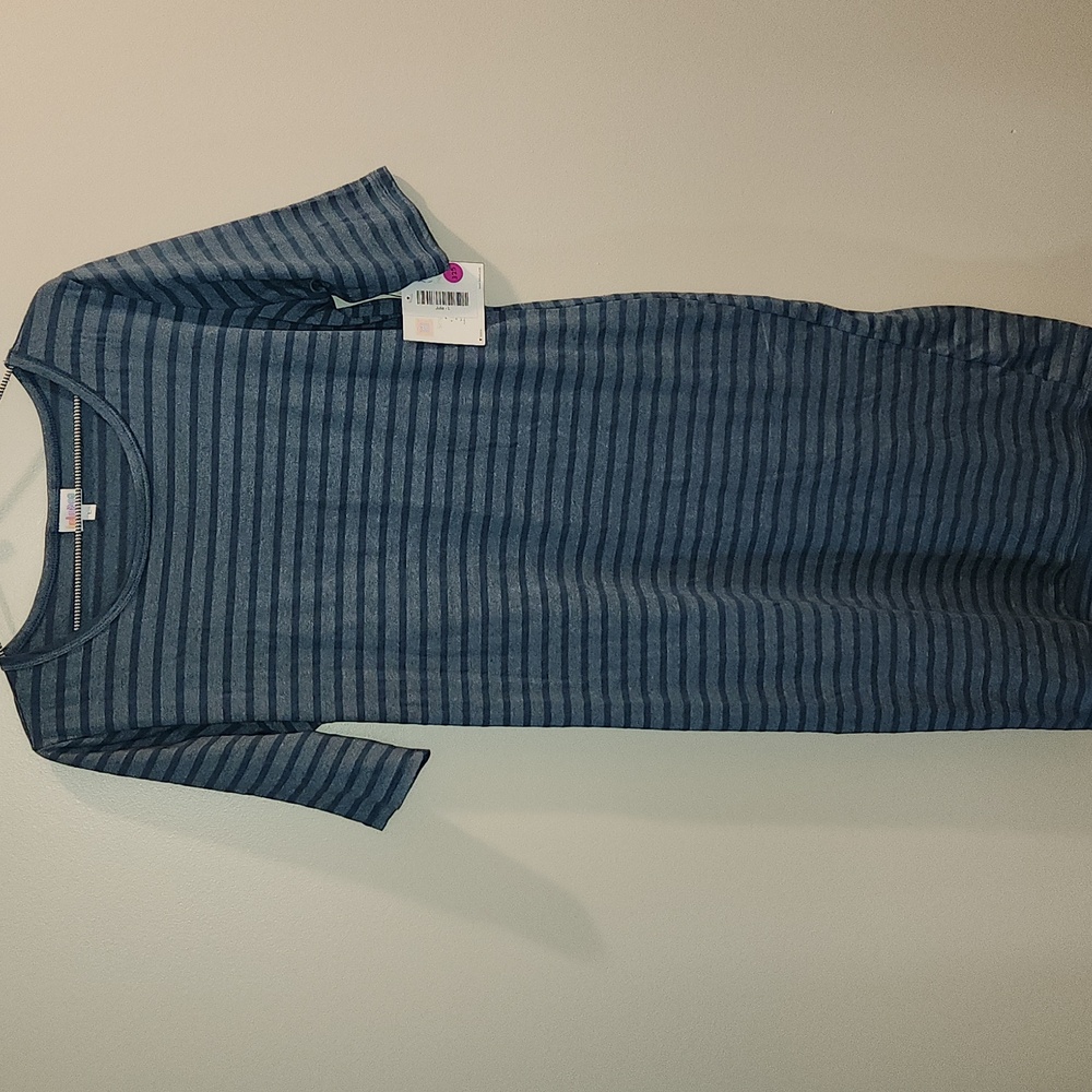 NWT LulaRoe Blue Striped Julie Form Fitting Dress